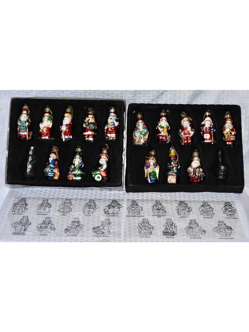 2002 Thomas Pacconi Classics Blown Glass Christmas Ornaments Set of 16 Santas